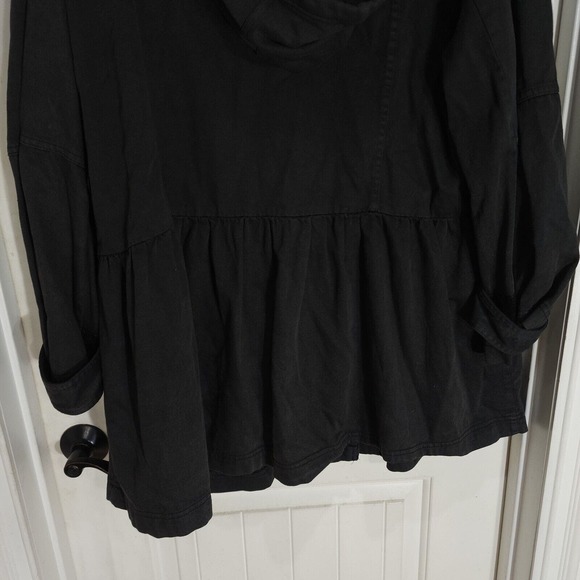 Free People Nocturne Parka Jacket Womens XS Black 100% Cotton Pockets Hooded - Picture 6 of 14